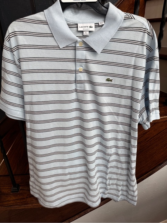 Lacoste Other - XXL Lacoste Light Blue Polo with Navy & White Stripes REGULAR FIT